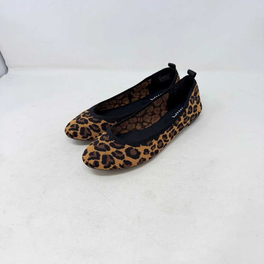 Boutique MIA Evanna Ballet Flats Leopard Print Brown‎ 9M Knit Slip On Shoes